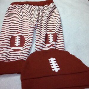 4/$20 NWOT Baby Boys 3-6 Months Matching Football Pants & Hat Set